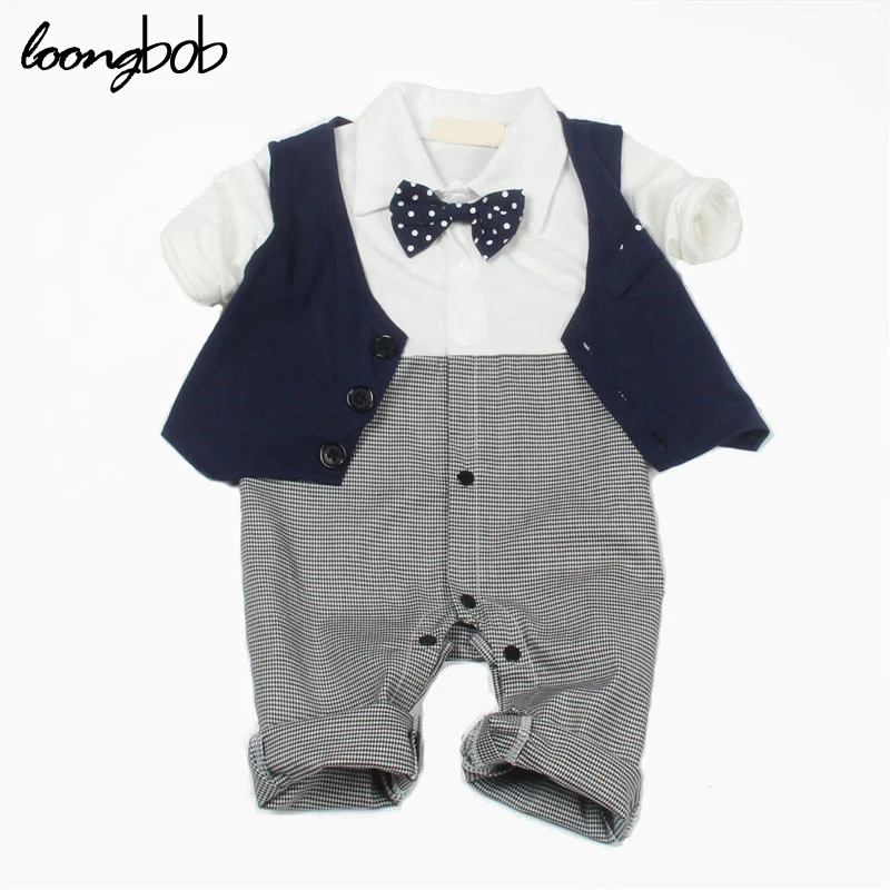 2016 одежда для маленьких мальчиков джентльменов ползунки новорожденных