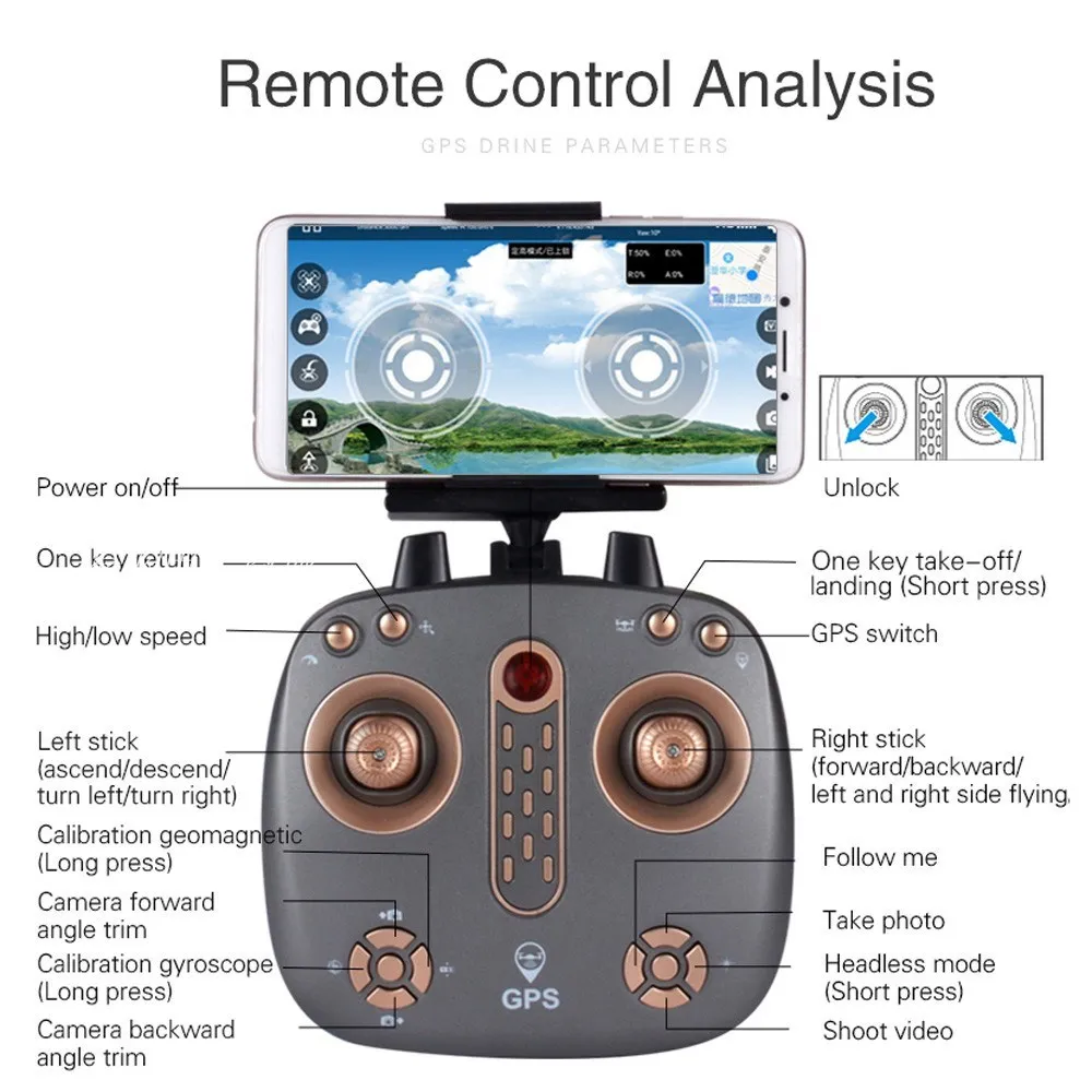 Камера 1080P 5MP WIFI FPV Drone Dual GPS Follow Me RC drone|Голосовой робот| |