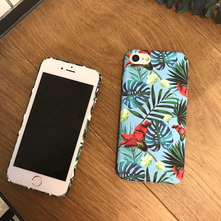 Роскошные Чехлы для IPhone 6 6S 7 8 Plus с цветочным принтом в виде банановых листьев