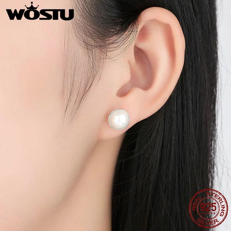 Женские серьги пусеты с белым жемчугом из серебра 925 пробы S925|stud earrings|beautiful stud