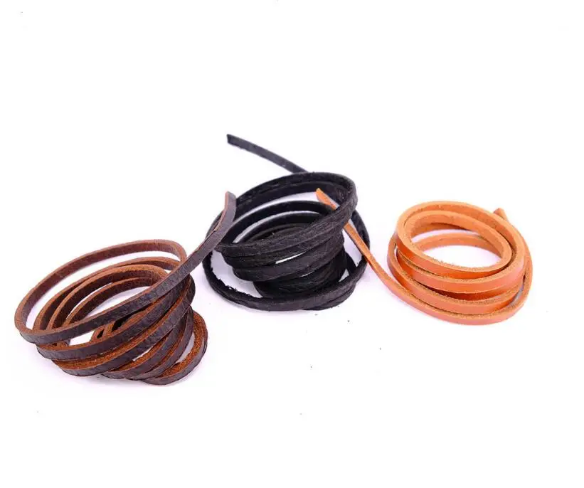 

1meters/roll 4mm Width Brown/Black Flat Cowhide Leather Cord/Rope for Bracelet Necklace DIY Jewelry Findings Materials
