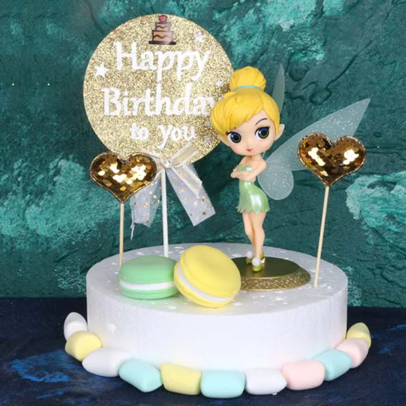 Торт фигурки жениха и невесты Цвета: золотистый флаги с надписью Happy Birthday