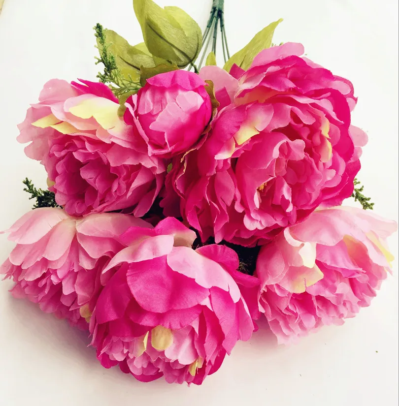 4 шт. (7 головок/Букет) искусственные пионы цветы для свадебного букета Свадебные