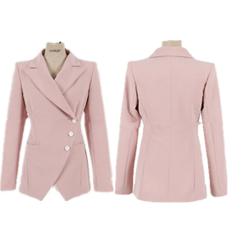 

spring female suit ms han edition suit jacket long sleeve fashion Asymmetric suit nine minutes of pants two-piece set outfit