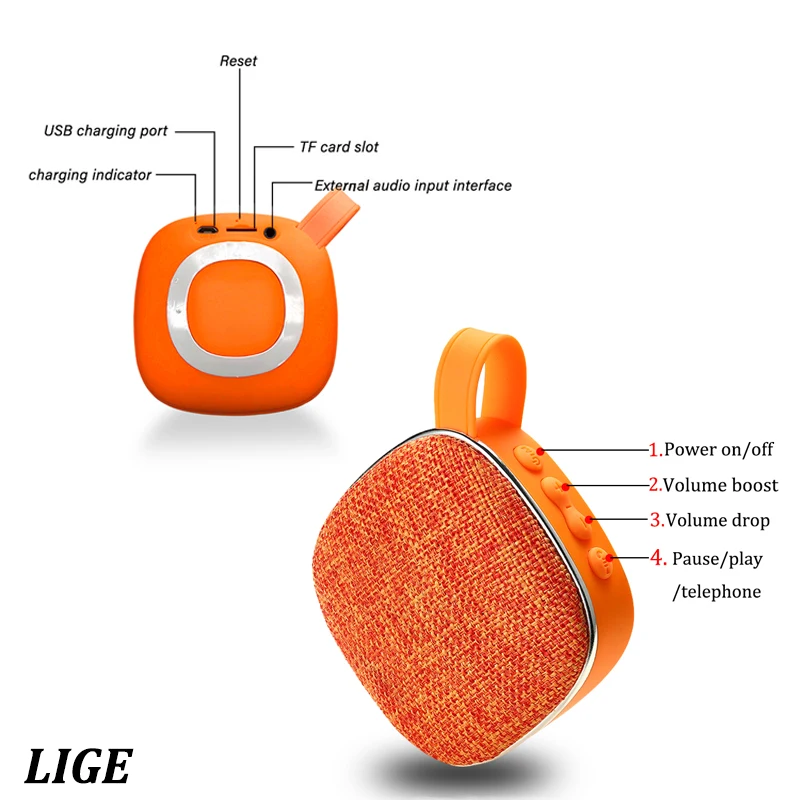 2019 Мини Портативная Беспроводная Bluetooth Колонка LIGE водонепроницаемая музыкальная