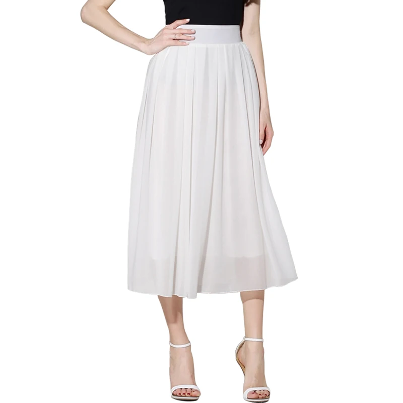 2017 летний новый стиль шифон юбки женщин высокой талии макси лето юбка упругие