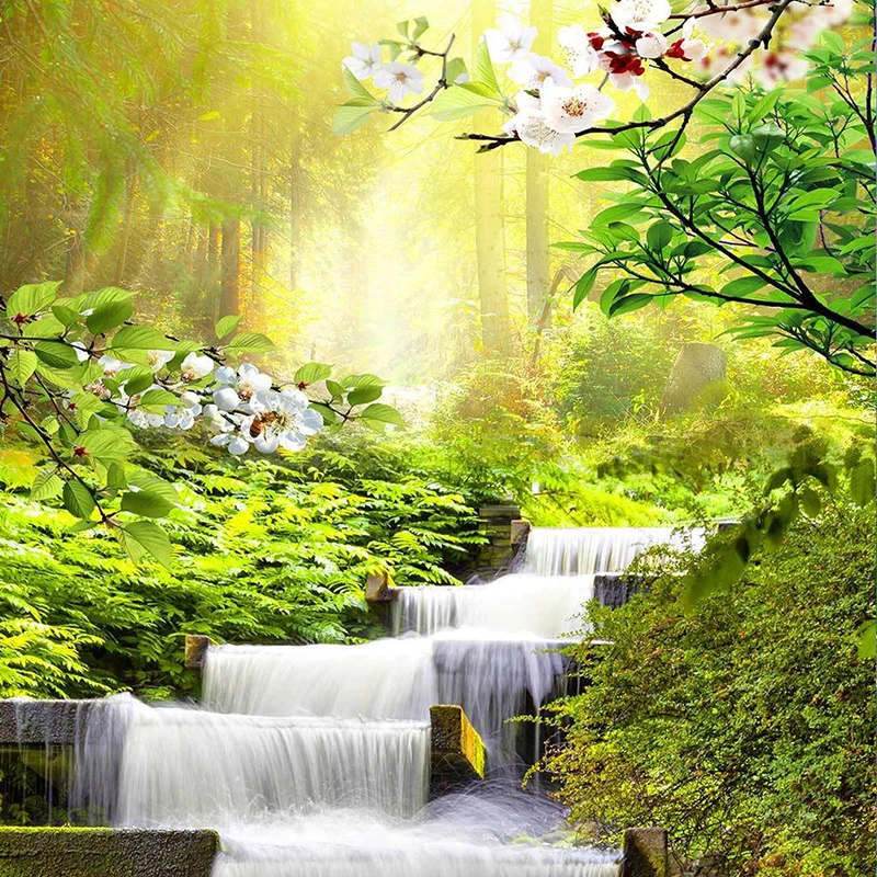 Фотобумага 3D под заказ настенная бумага с рисунком леса солнечного света