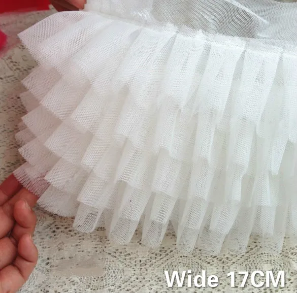 Роскошный Тюль 17 см шириной пять слоев 3D кружевная ткань оборки отделка лента