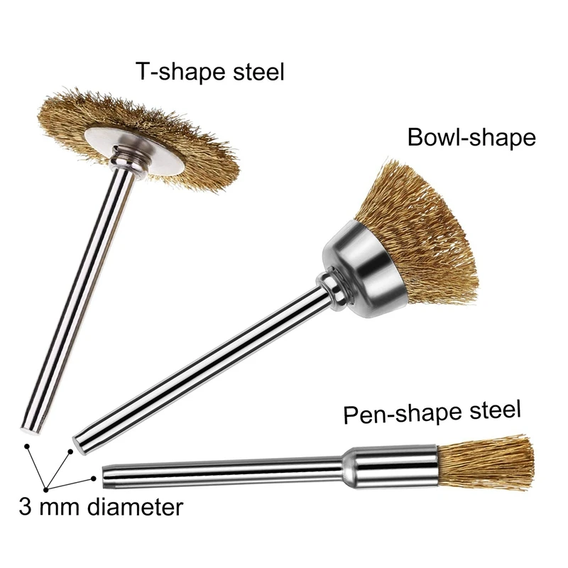 60Pcs Mini Wire Brush Wheel Cup Steel Set Shank For Power Dremel Rotary Tools Polishing Buf | Инструменты
