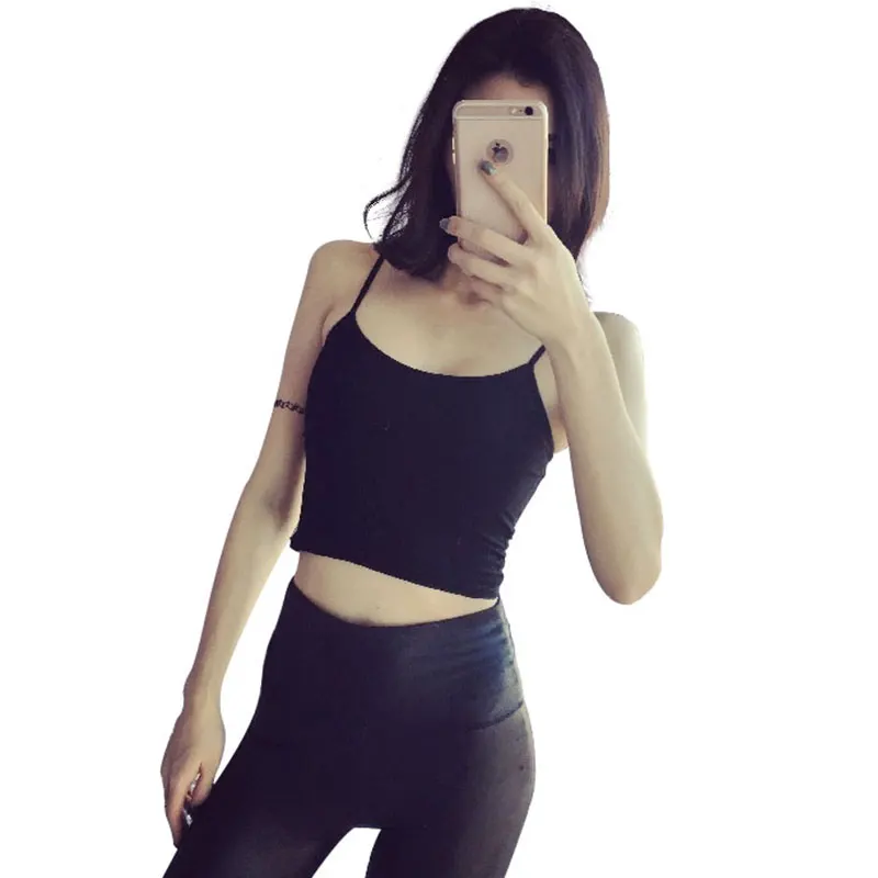 Майка женская эластичная без рукавов пикантный бюстгальтер-Бралетт кроп-топ в