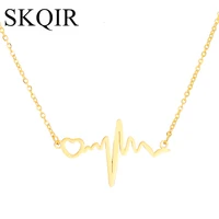 female necklace gold color love heartbeat pendant medical jewelry chain stainless steel collares for nurse doctor gift berloque