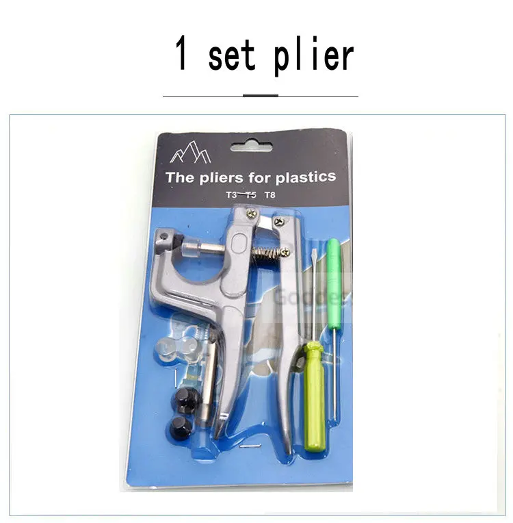 1 set plier U-образная застежка, плоскогубцы, кнопка KAM+ 160, набор T5, пластиковая полимерная кнопка, кнопка, пресс-шпилька, ткань, кнопка, пресс-машина, швейный инструмент - Цвет: 1 set plier