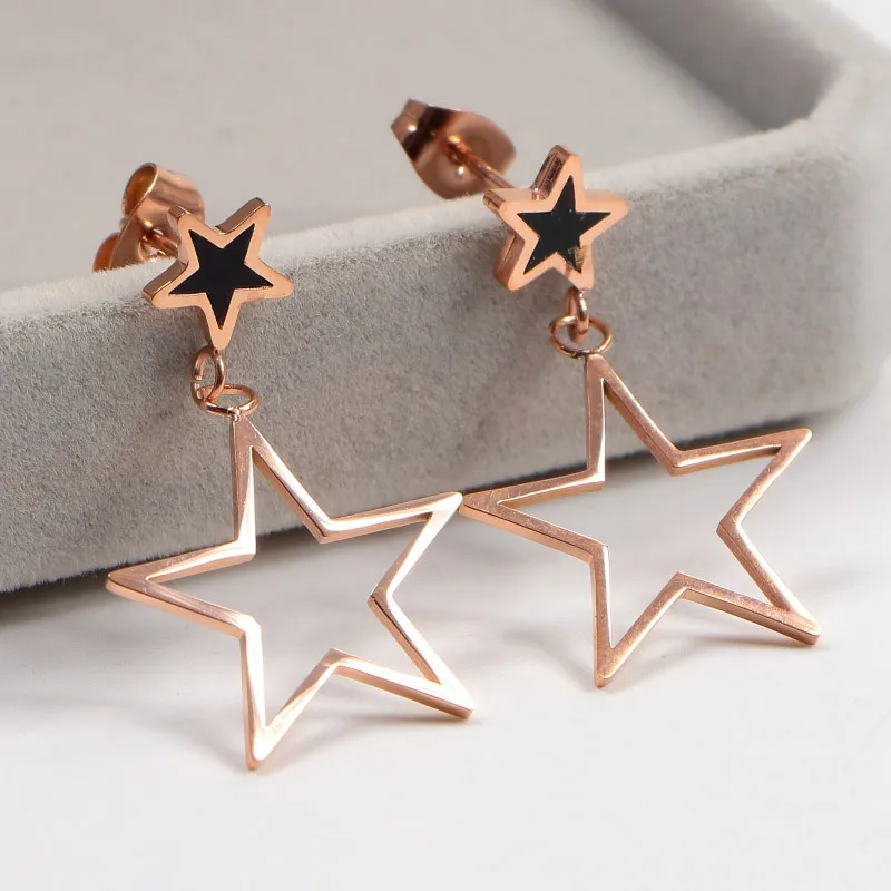 Женские серьги гвоздики YUN RUO розовое золото ювелирное изделие из нержавеющей