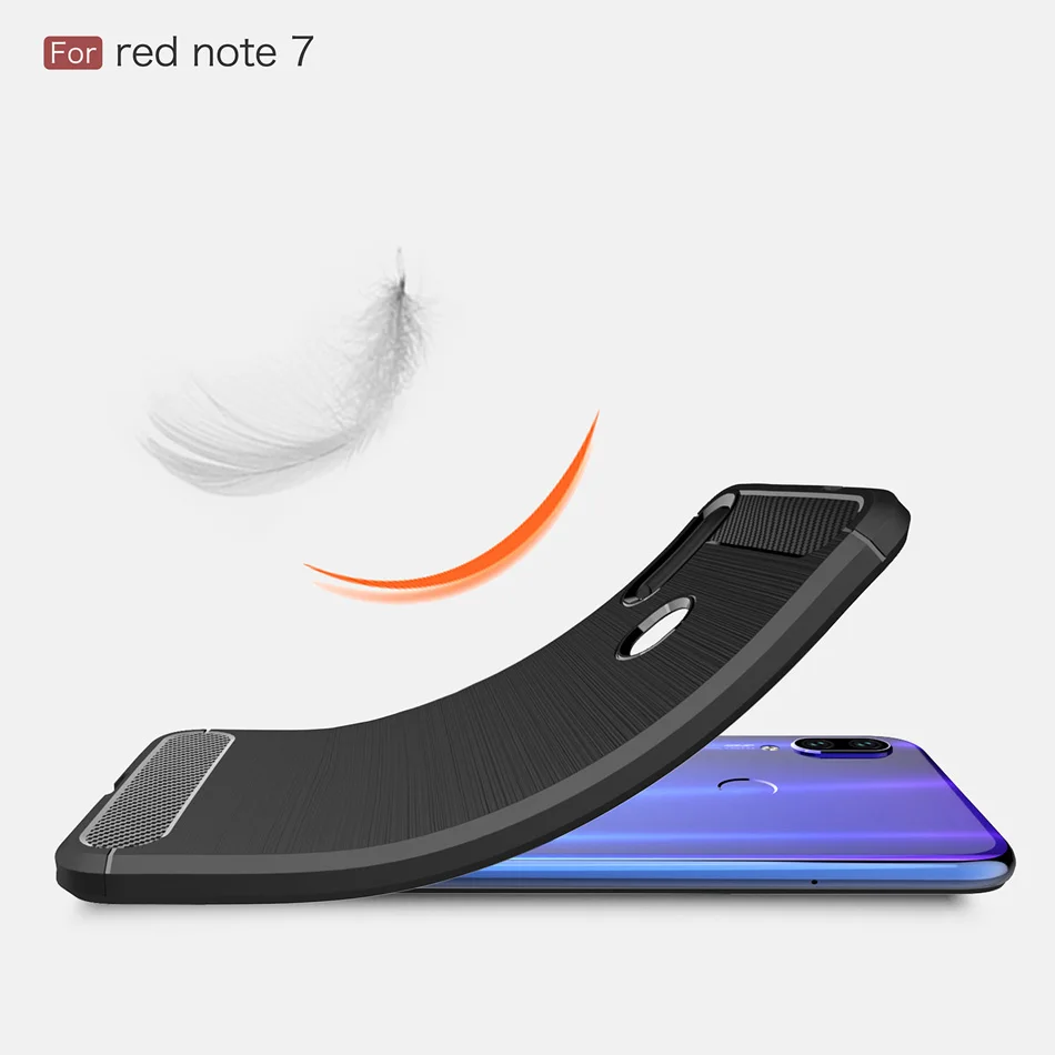 Soft case for Xiaomi Redmi Note 7 Carbon Fiber Texture soft TPU Silicone bumper ON back cover Pro | Мобильные телефоны и