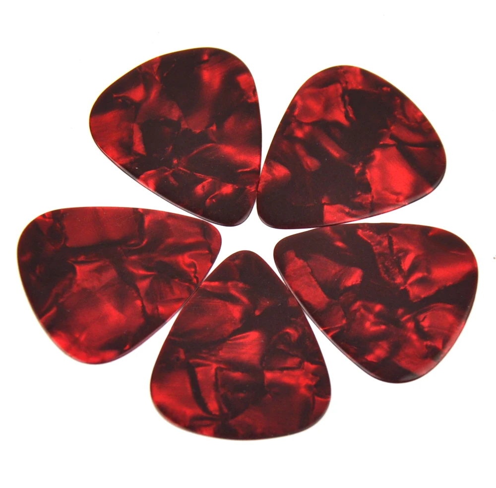 

Lots of 50 pcs new thin 0.46mm guitar picks No printing Pearl Red Celluloid