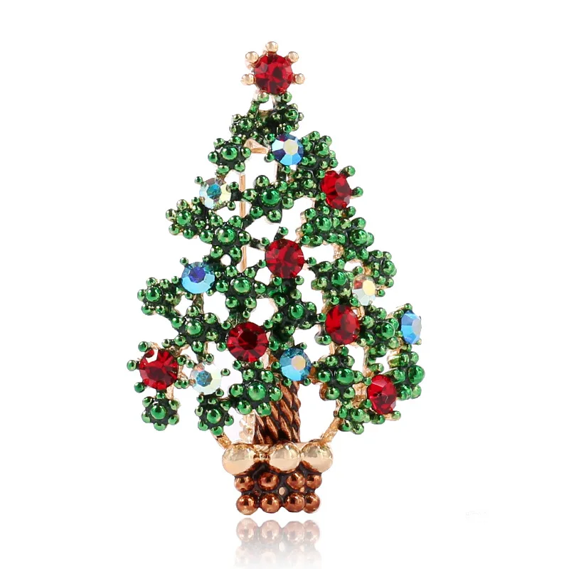 

CINDY XIANG Cute Green Paint Christmas Tree Brooches for Women Fashion Gift Pins Jewelry Dress Sweater Accessories New Arrival
