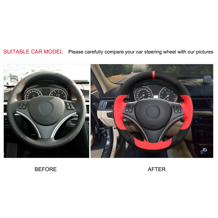 MEWANT черно красная замшевая мягкая удобная ручная работа для BMW E90 320i 325i 330i 335i E87 120i
