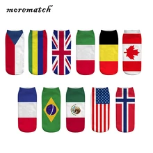 Morematch 1 Pair Men Ankle Sock Unisex National Flags Pattern Cotton Socks Cartoon 3D Printing Socks 11 Style Optional