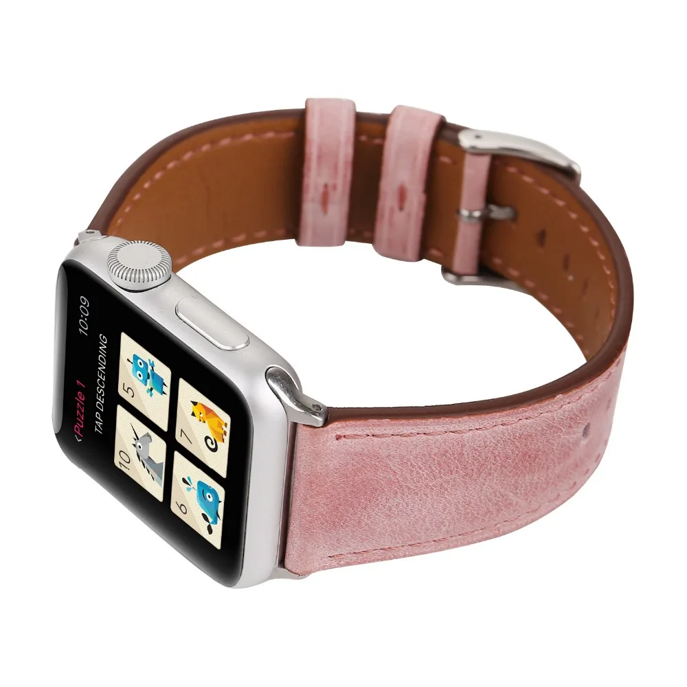Ремешок из натуральной кожи для Apple Watch 40 мм 44 ремешок 38 42 серия 1 2 3 4 5 браслет