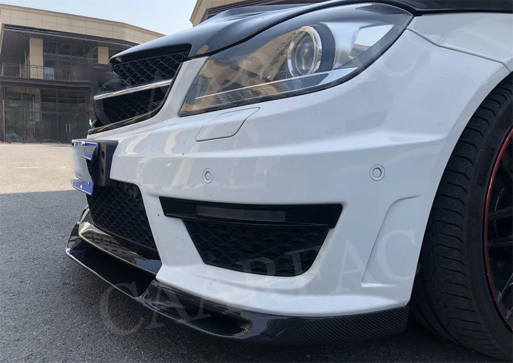 Передний спойлер из углеродного волокна для W204, разветвители для Mecedes Benz C Class W204 C63 AMG 2012-, передний бампер, подбородок