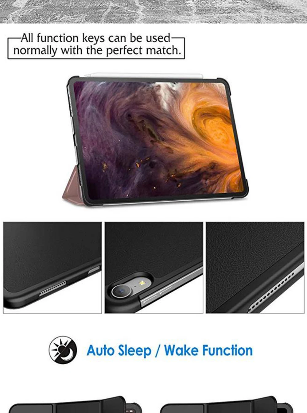 Умный Магнитный чехол для нового iPad Pro, 11 дюймов,, ультратонкий противоударный чехол из искусственной кожи с тройной подставкой для iPad Pro 12,9