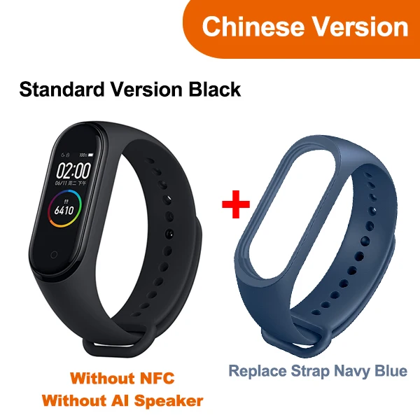 Add Navy Blue Strap Original Newest Xiaomi Mi Band 4 Smart Miband 4 Bracelet Heart Rate Fitness AMOLED Color Screen Bluetooth 5.0 - Цвет: Add Navy Blue Strap
