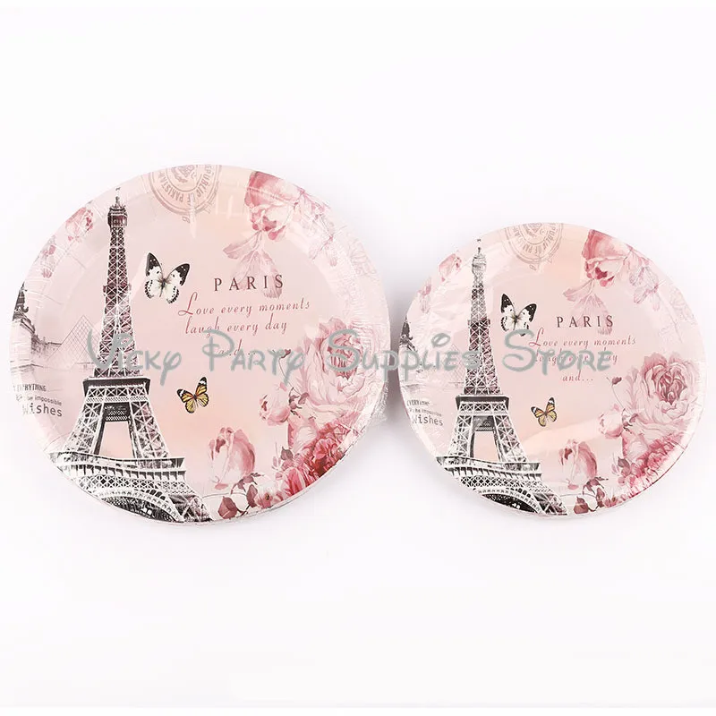 10pcs/lot Eiffel Tower Art Disposable 7inch Plate Paper Birthday Wedding Baby Shower Party Tableware Supplies | Дом и сад