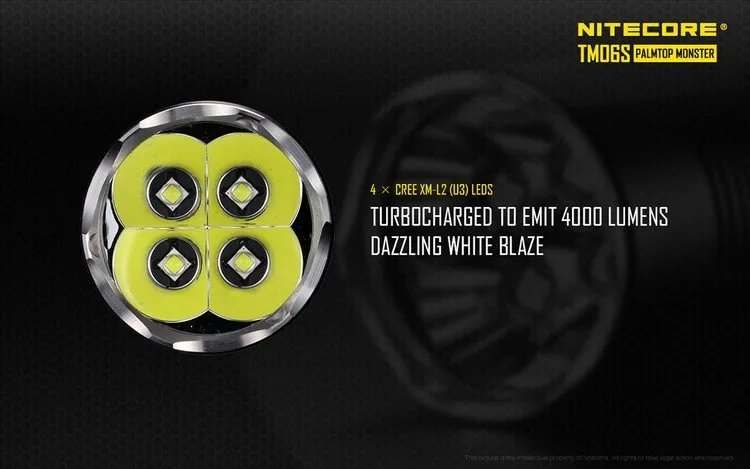 Распродажа! NITECORE 4000Lm TM06S CREE XM-L2 U3 светодиодный фонарик Водонепроницаемый без 18650 фонарь Открытый Кемпинг Поиск