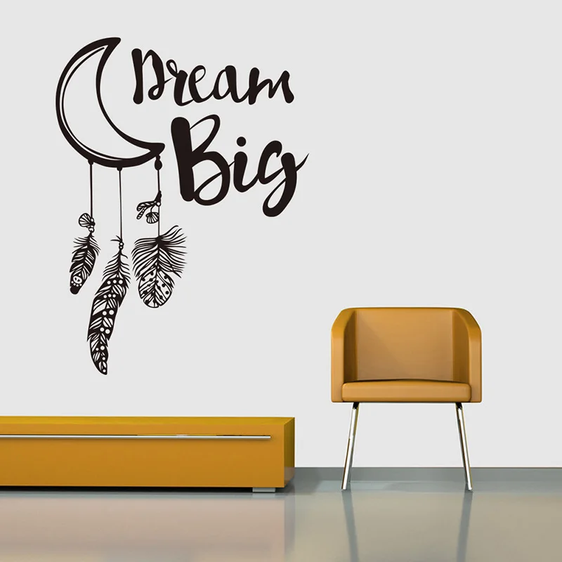 Детская комната Moon Dream Catcher настенные Vinilos Decorativos Цитата Big перо сказочной стены