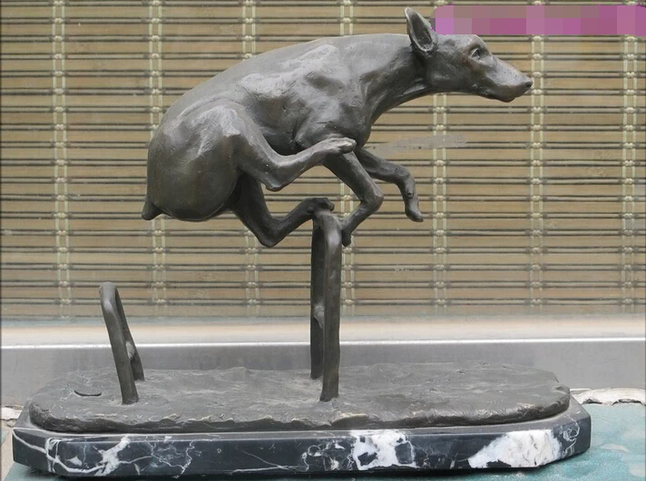 12 &quot подпись бронзовая скульптура препятствия щенок симпатичный препятствие