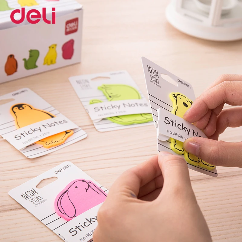 Школьные канцелярские принадлежности Deli creative 4 цвета в форме животных липкие