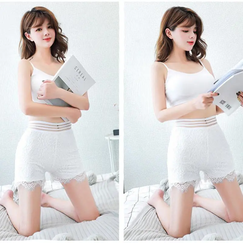 Yfashion женские двухслойные кружевные шорты новые горячие сексуальные безопасные трусы кружевные Флористический с высокой талией однотонные черные белые шорты женские