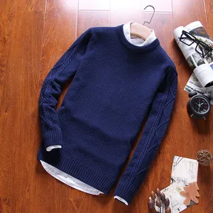 Свитер Varsanol, мужские пуловеры из 100% хлопка, вязаное пальто с круглым вырезом, Зимние Повседневные свитера с длинным рукавом, мужская вязаная однотонная одежда