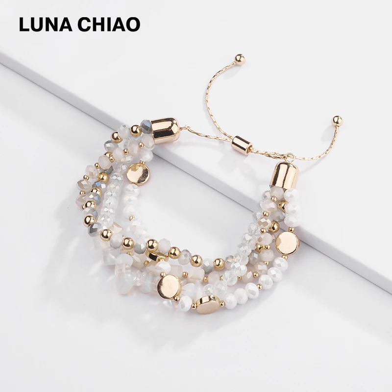 Женские многослойные браслеты LUNA CHIAO плетеные из натурального камня с