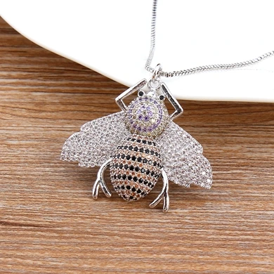 With Link-Silver Модное золотое ожерелье в виде пчелы для женщин, Европейский и американский стиль, простой кубический цирконий, имитация животного, подвеска, колье, колье, хорошее ювелирное изделие - Окраска металла: With Link-Silver