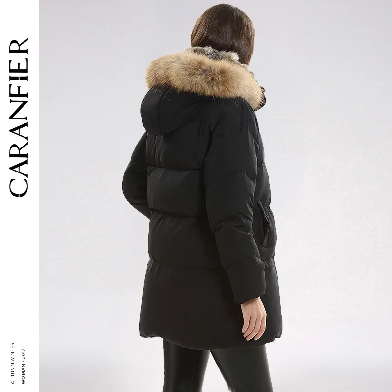 CARANFIER 2017 новые женские зимние пуховые пальто 100% полиэстер Eendendons бренд Jassen Zwart Rits