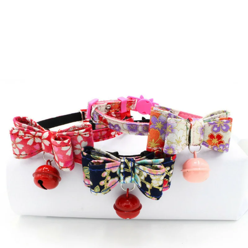 

Ошейник для кошек с милым бантом и принтом, регулируемый ошейник для кошек, ошейник для домашних животных