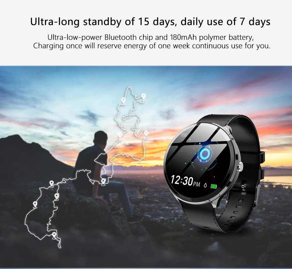 Kospet V12 1.3 Inch Tempered Glass Screen Smart Watch Waterproof Heart Rate Monitoring Blood Pressure For Men Women smartwatch