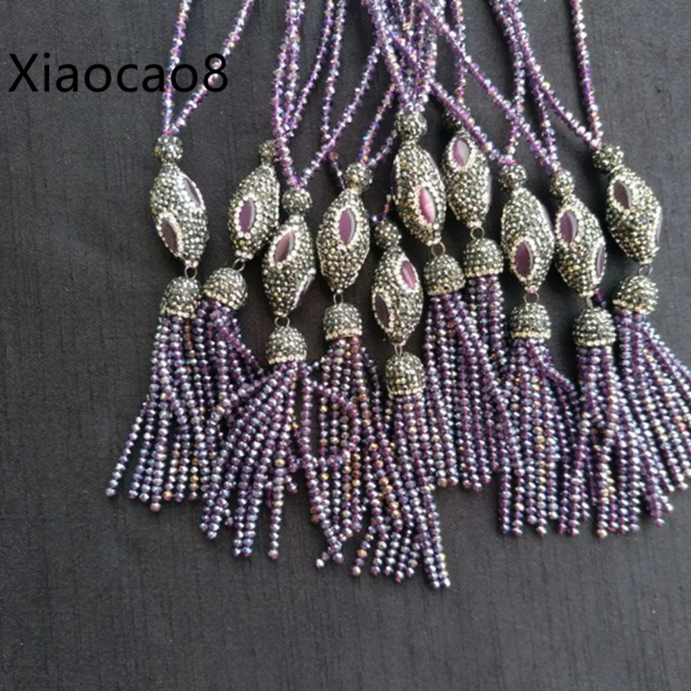 Trendy Purple Glass Necklace Pendants Fashion Long for Women Handmade Jewelry Statement Necklaces &amp Gifts | Украшения и