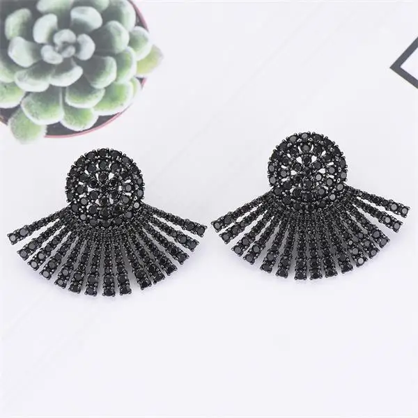 Black Missvikki boucle d'oreille femme, серьги с натуральным цирконием, блестящие серьги оригинального дизайна, женские аксессуары - Окраска металла: Black