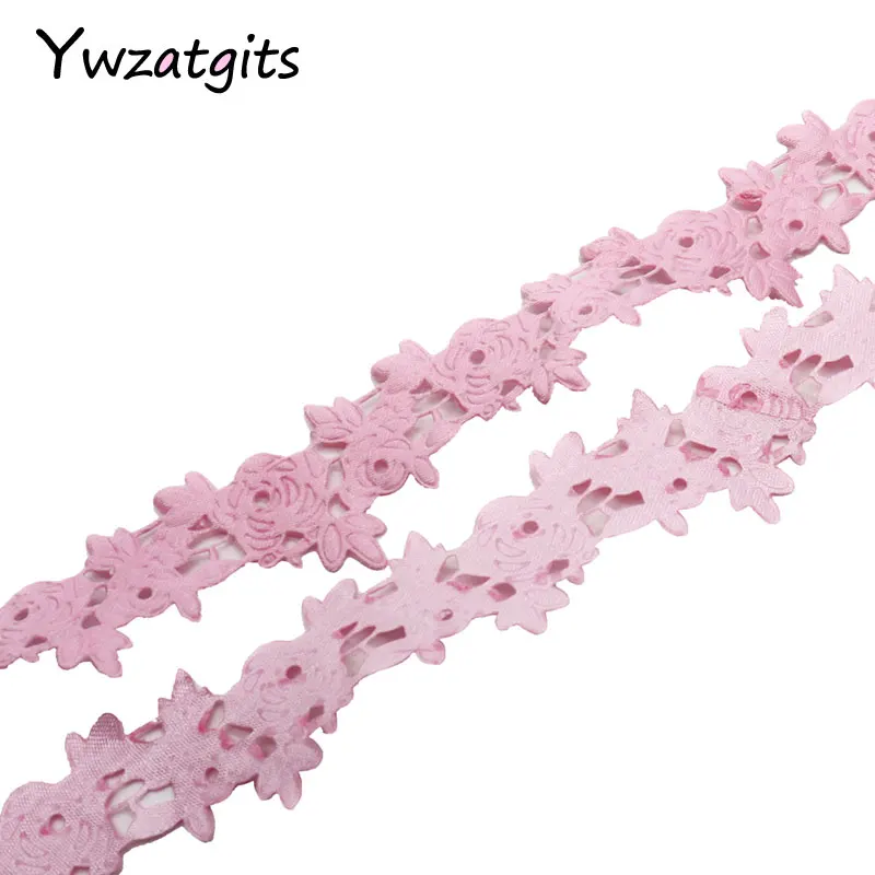 Pink Ywzatgits 23 мм разноцветный вариант Цветочная лента Швейное Ремесло кружевная отделка украшение DIY швейное украшение 2y/lot YP0608 - Цвет: Pink