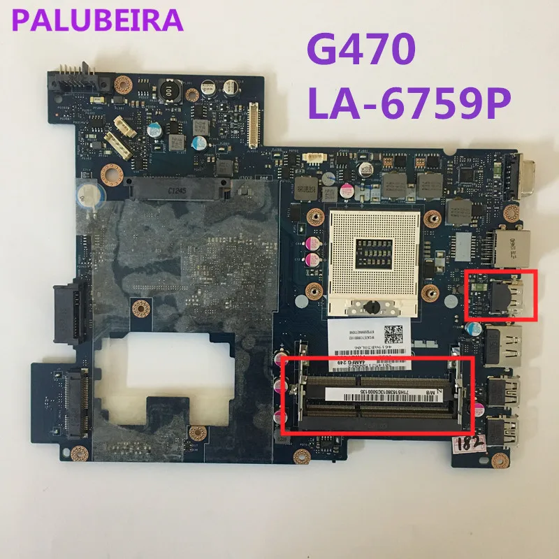 PALUBEIRA материнская плата для ноутбука Lenovo G470 PC PIWG1 LA 6759P с HDMI full tesed DDR3|Материнские