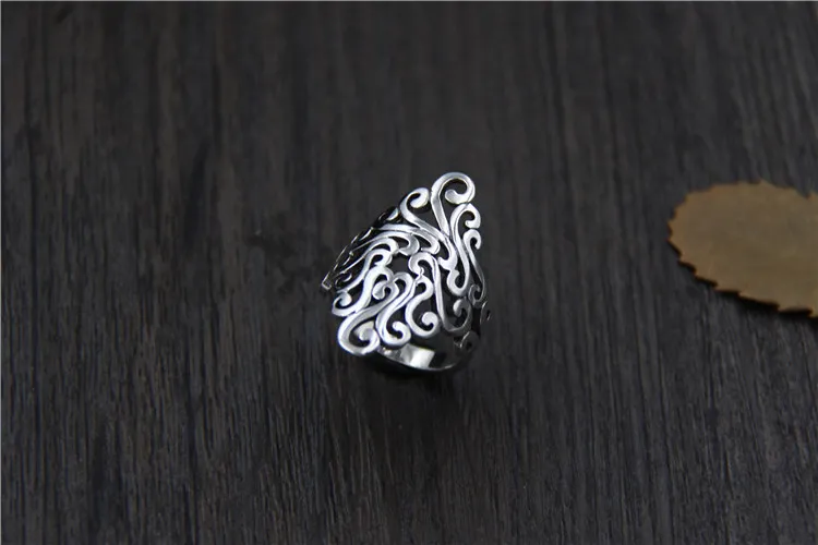 2017 новое прибытие Оптовой серебряные Ювелирные ретро полые преувеличены широкое