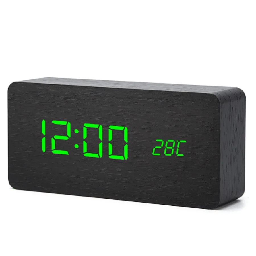 Temperature black B Деревянные часы современный Цифровой дный светодиодный стол часы будильники детский электронный таймер календари электронные часы настольные электронные часы электронные настольные часы будильник детский - Цвет: Temperature black B