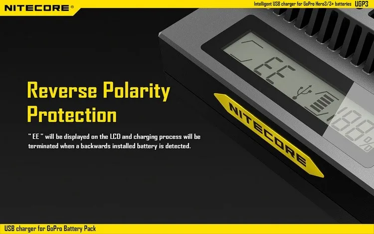 Nitecore UGP3 интеллигентая(ый) Зарядное устройство USB Зарядное устройство для HERO3/3+ батареи ЖК-дисплей дисплей USB DC 5 V