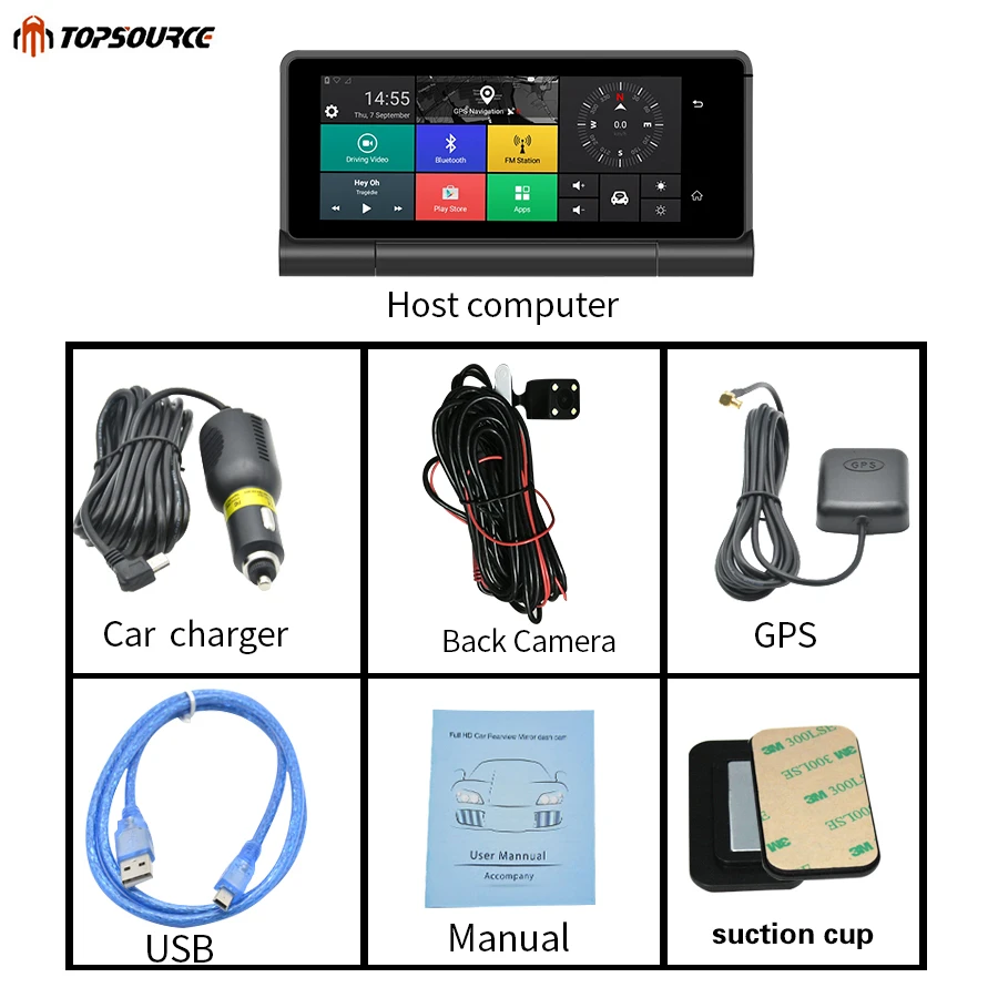 Автомобильный gps навигатор TOPSOURCE TS22 4G Android 5 1 Bluetooth ROM 16 ГБ ОЗУ Гб Full HD 1080P