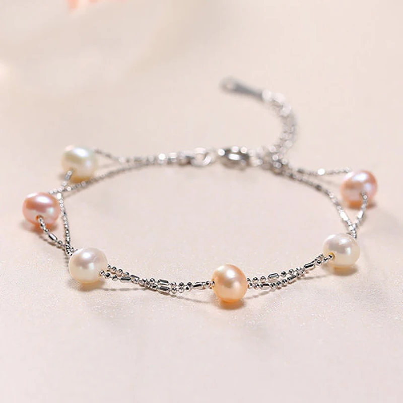 DMCBFP014 5-6mm Pearl Bracelet Gold-plated Adjustable Bracelet Mix Color Pearl For Women - Цвет камня: Multi color