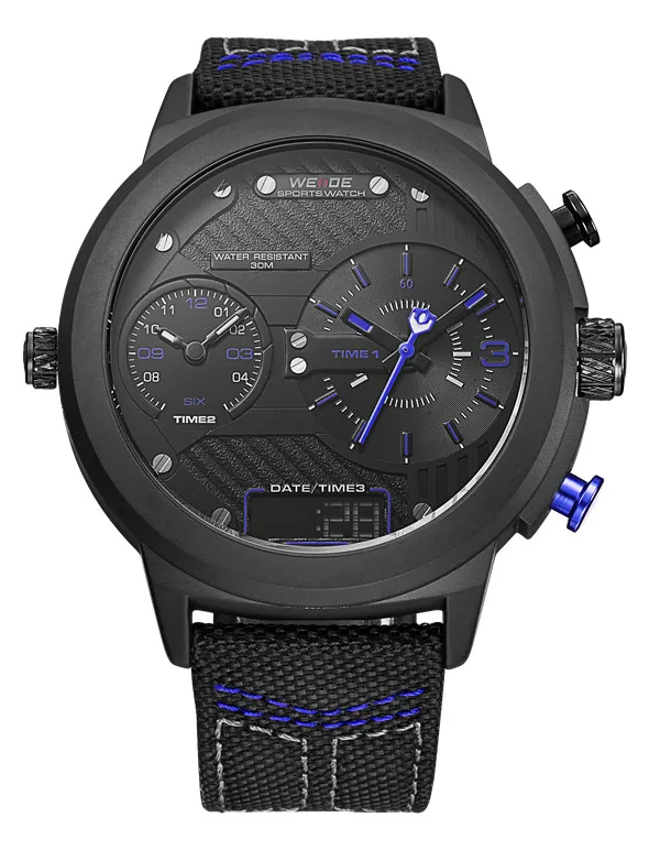 WH6405B-4C WEIDE мужской нейлоновый ремешок браслет наручные часы кварцевый механизм календарь несколько часовых поясов Автоматическая Дата Календарь Relogio Masculino - Цвет: WH6405B-4C
