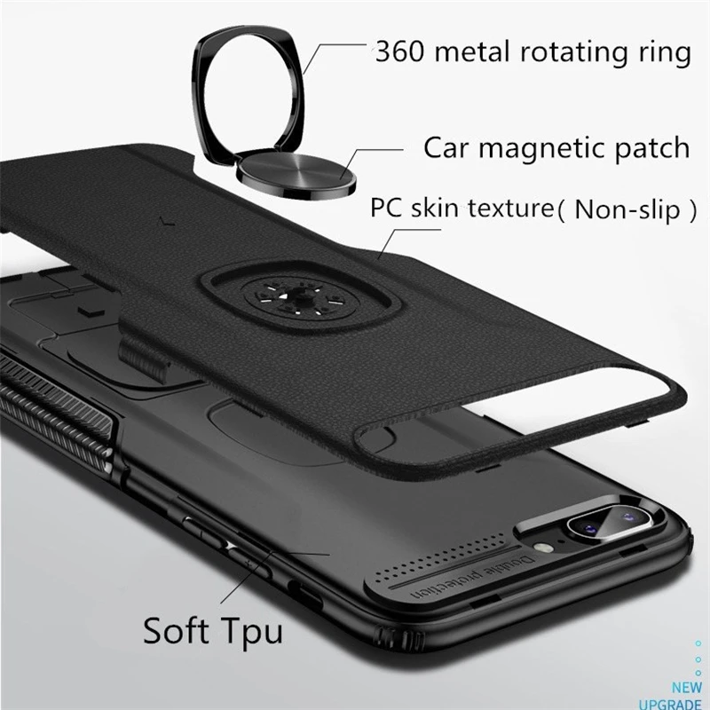 Чехол для телефона Xiaomi Redmi Note 7 Pro роскошное магнитное кольцо с текстурой кожи