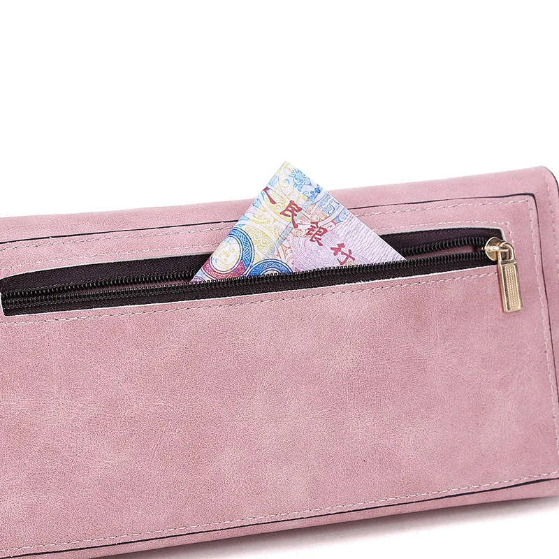 Кошелек женский винтажный тонкий для телефона с отделением карт из мягкой кожи |